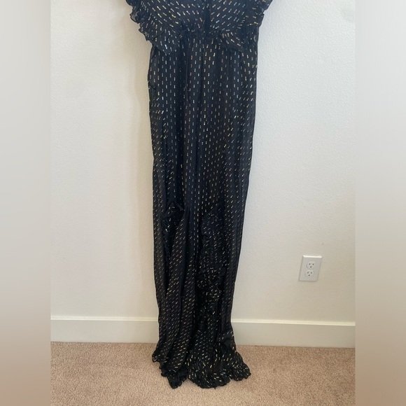 Rat and Boa Black Metallic Giorgia short sleeve V neck maxi dress L - Picture 6 of 13